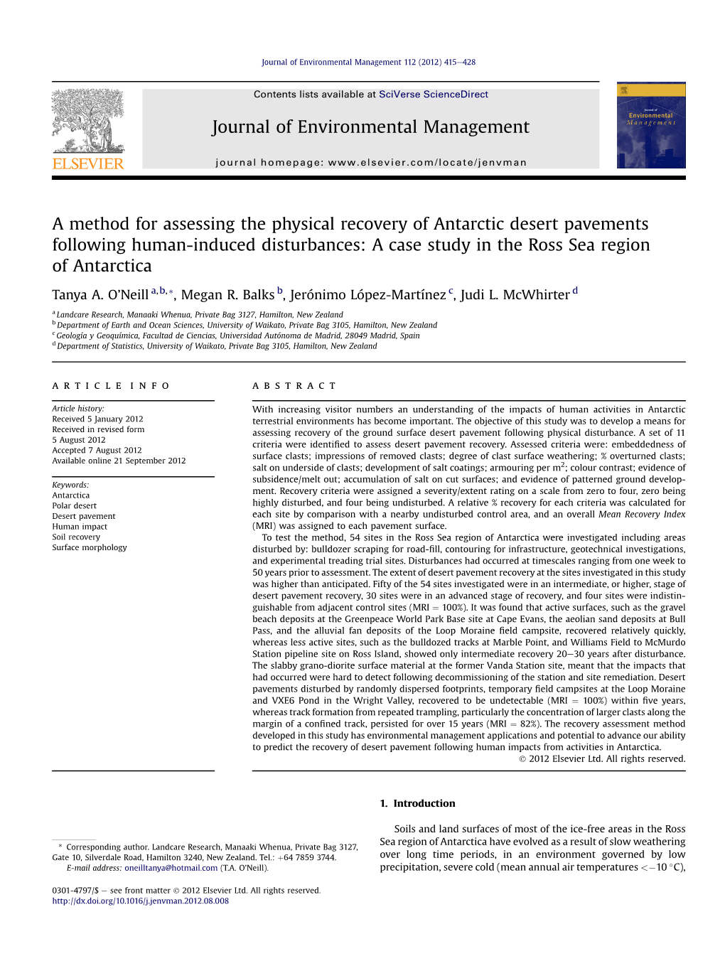 A Method for Assessing the Physical Recovery of Antarctic Desert Pavements Following Human-Induced Disturbances: a Case Study in the Ross Sea Region of Antarctica