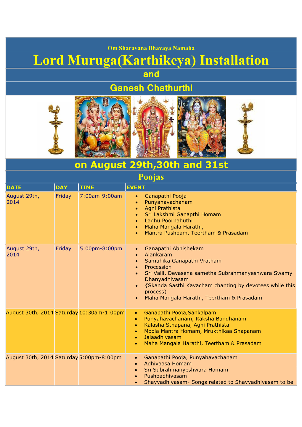 Lord Muruga(Karthikeya) Installation and Ganesh Chathurthi