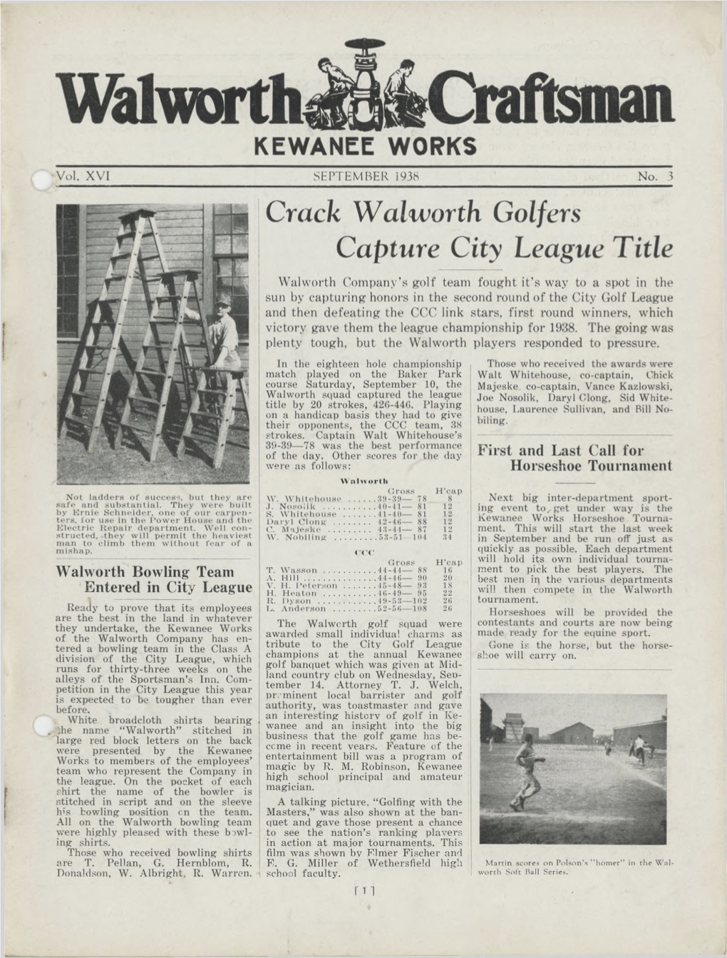 Craftsman KEWANEE WORKS Vol, XVI SEPTEMBER 1938 No