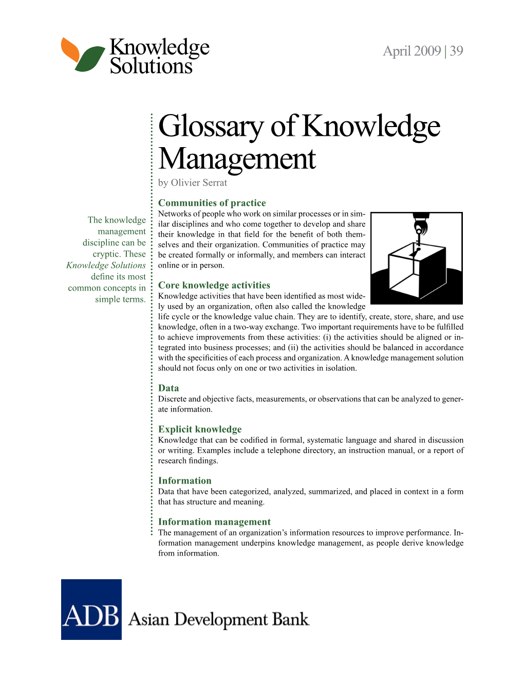 Glossary of Knowledge Management