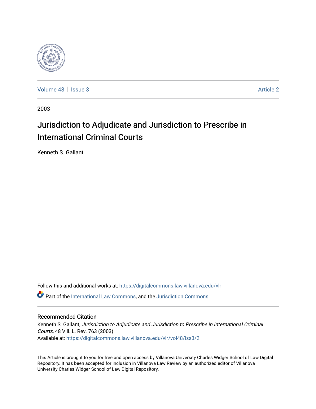 Jurisdiction to Adjudicate and Jurisdiction to Prescribe in International Criminal Courts