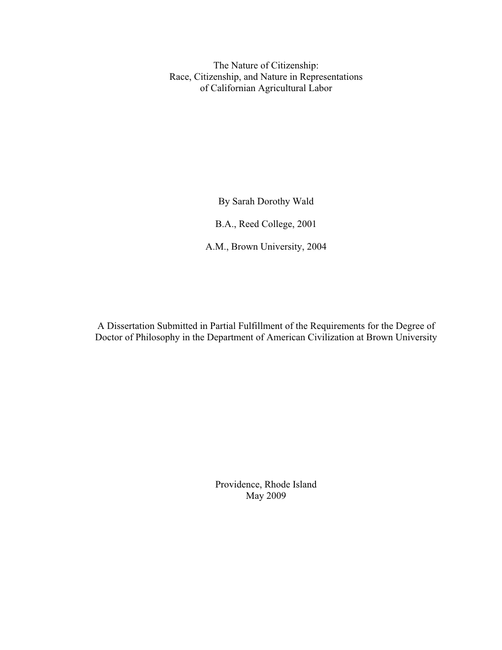 The Nature of Citizenship: Race, Citizenship, and Nature in Representations of Californian Agricultural Labor