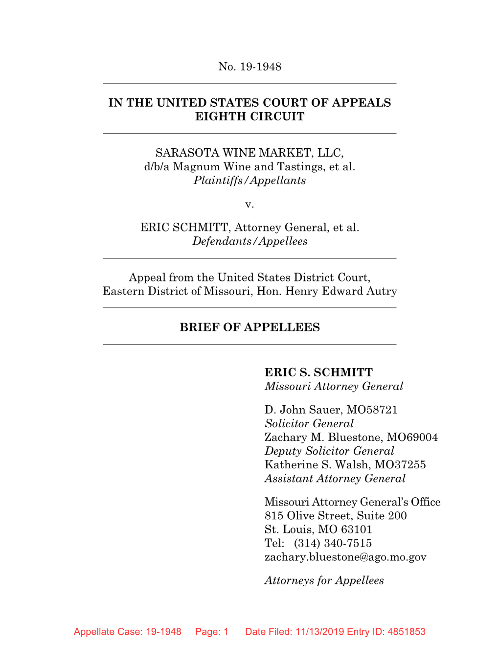 No. 19-1948 in the UNITED STATES COURT of APPEALS EIGHTH