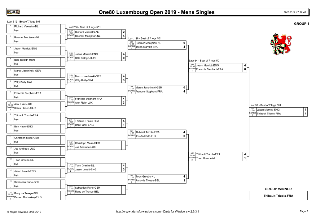 One80 Luxembourg Open 2019 - Mens Singles 27-7-2019 17:39:40