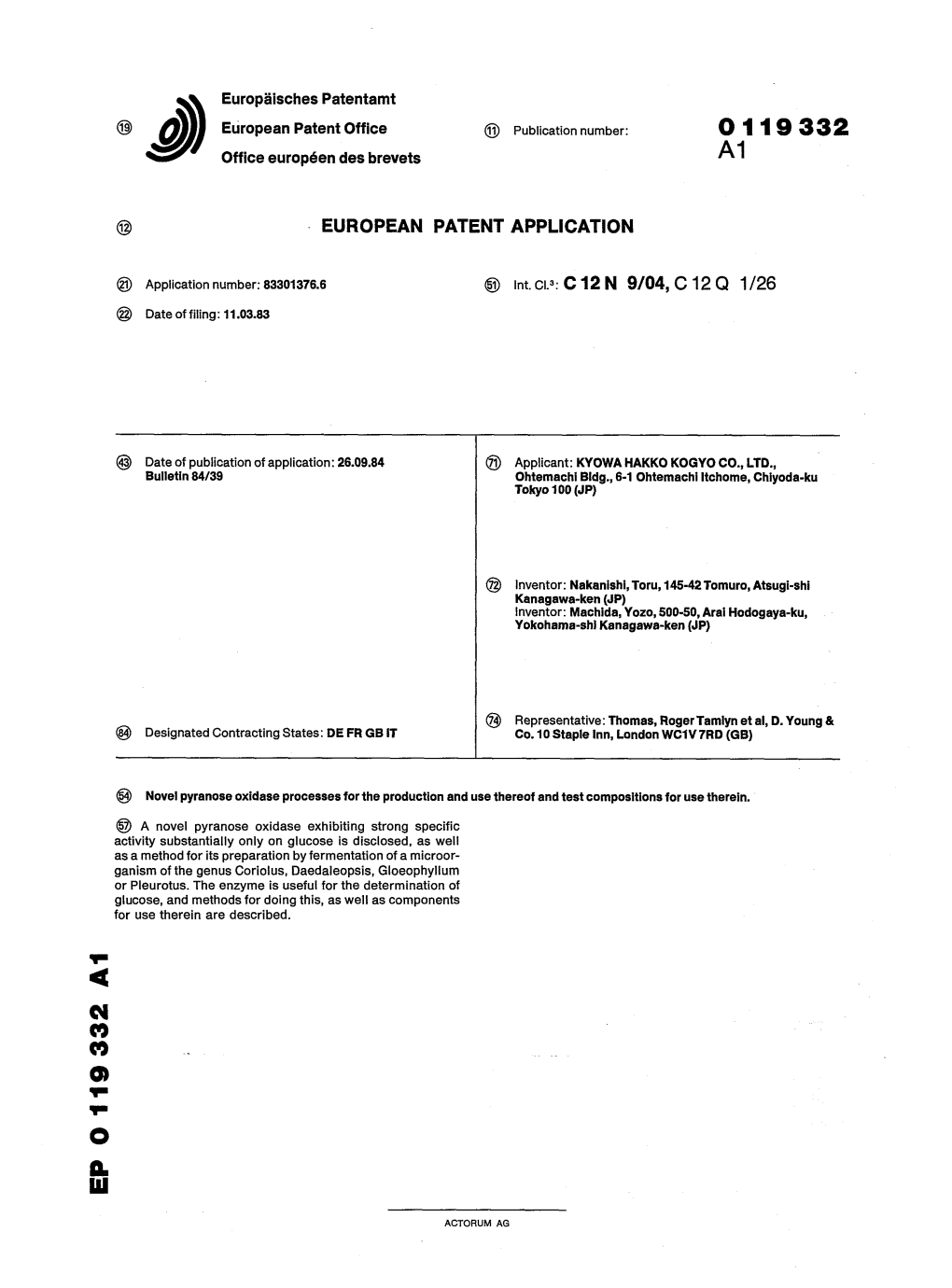 Novel Pyranose Oxidase Processes for the Production and Use Thereof and Test Compositions for Use Therein