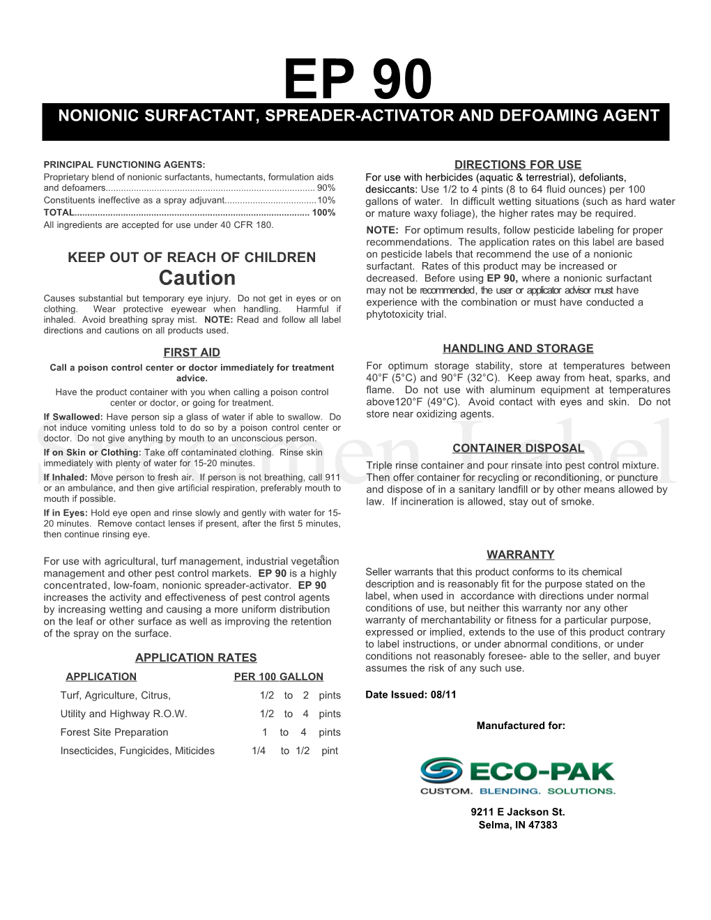 Nonionic Surfactant, Spreader-Activator and Defoaming Agent