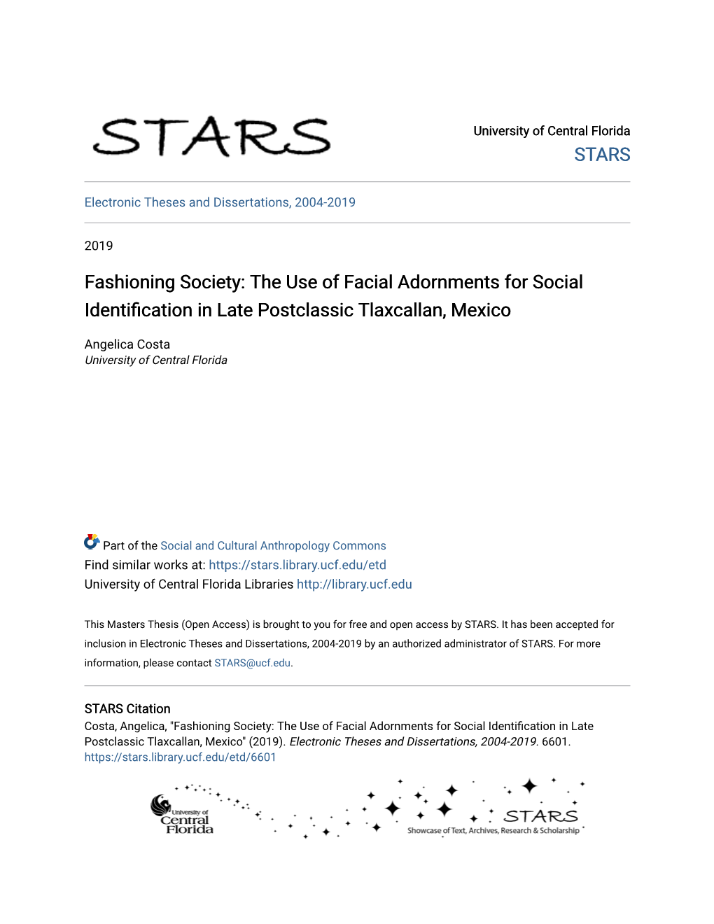 The Use of Facial Adornments for Social Identification in Late Ostclassicp Tlaxcallan, Mexico