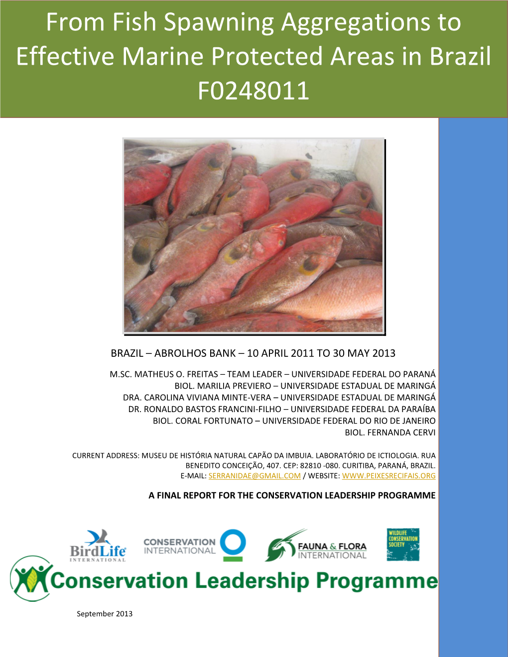 From Fish Spawning Aggregations to Effective Marine Protected Areas in Brazil