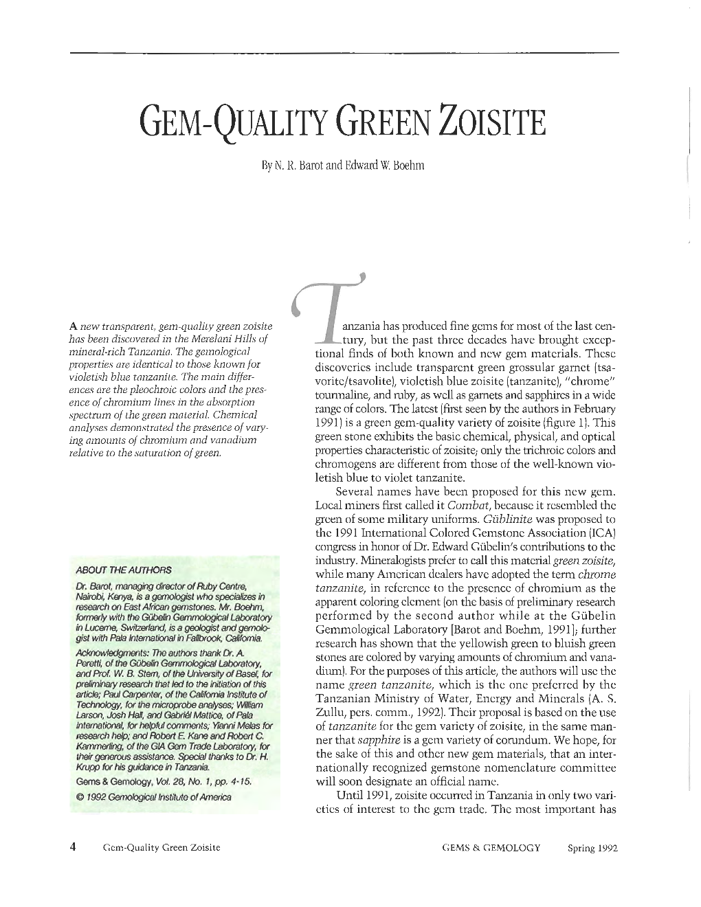 Gem-Quality Green Zoisite