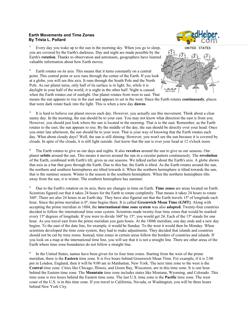 Earth Movements and Time Zones