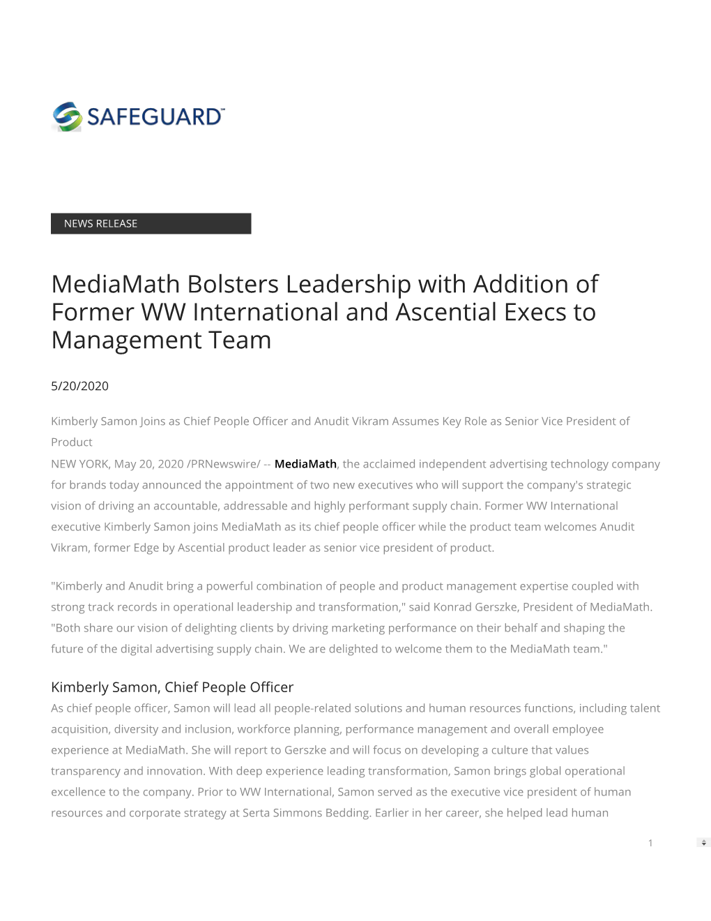 Mediamath Bolsters Leadership with Addition of Former WW International and Ascential Execs to Management Team