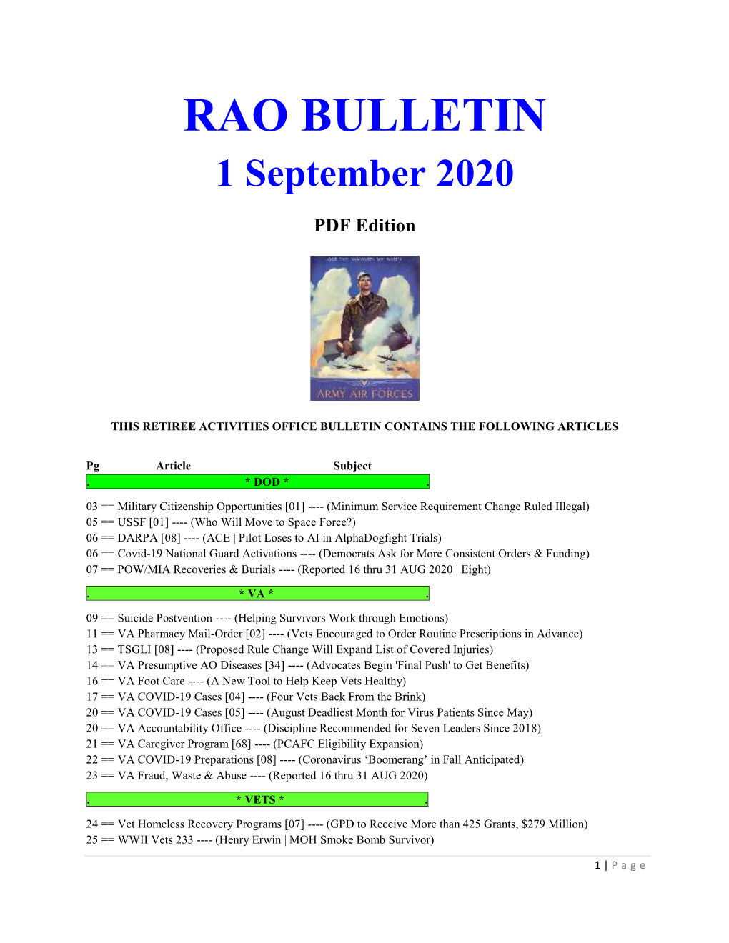 RAO BULLETIN 1 September 2020