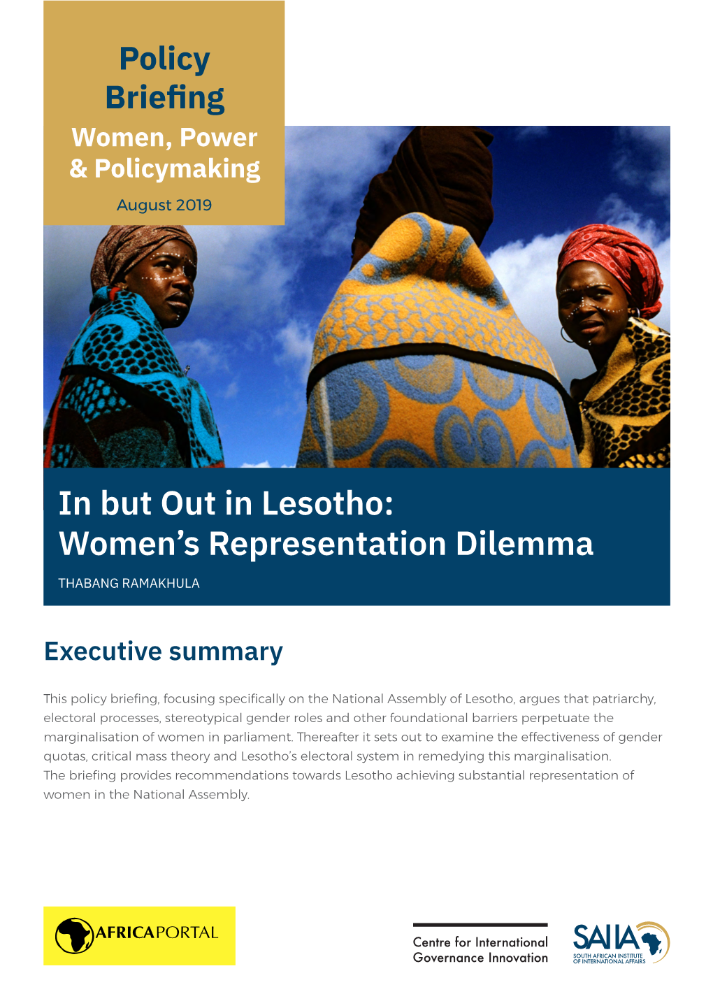 In but out in Lesotho: Women's Representation Dilemma