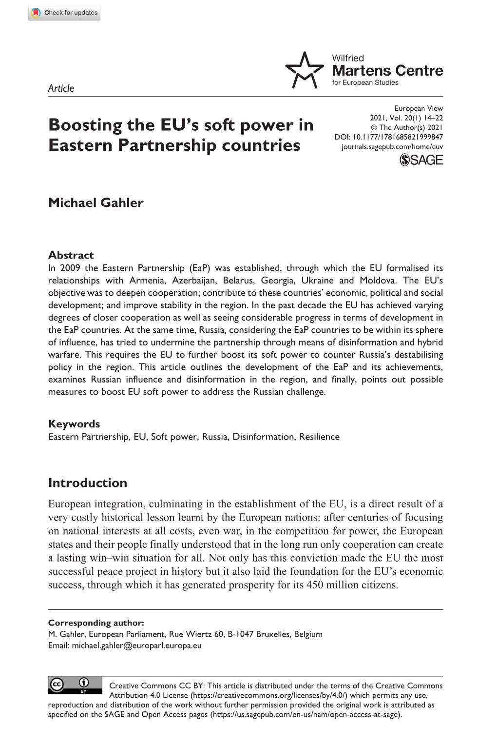 Boosting the EU's Soft Power in Eastern Partnership Countries