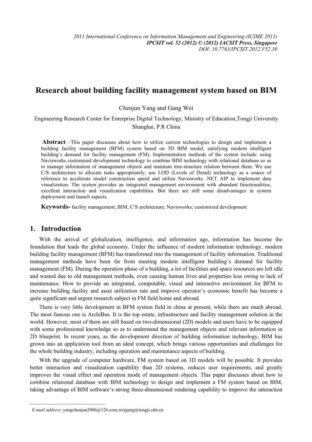 Research About Building Facility Management System Based on BIM