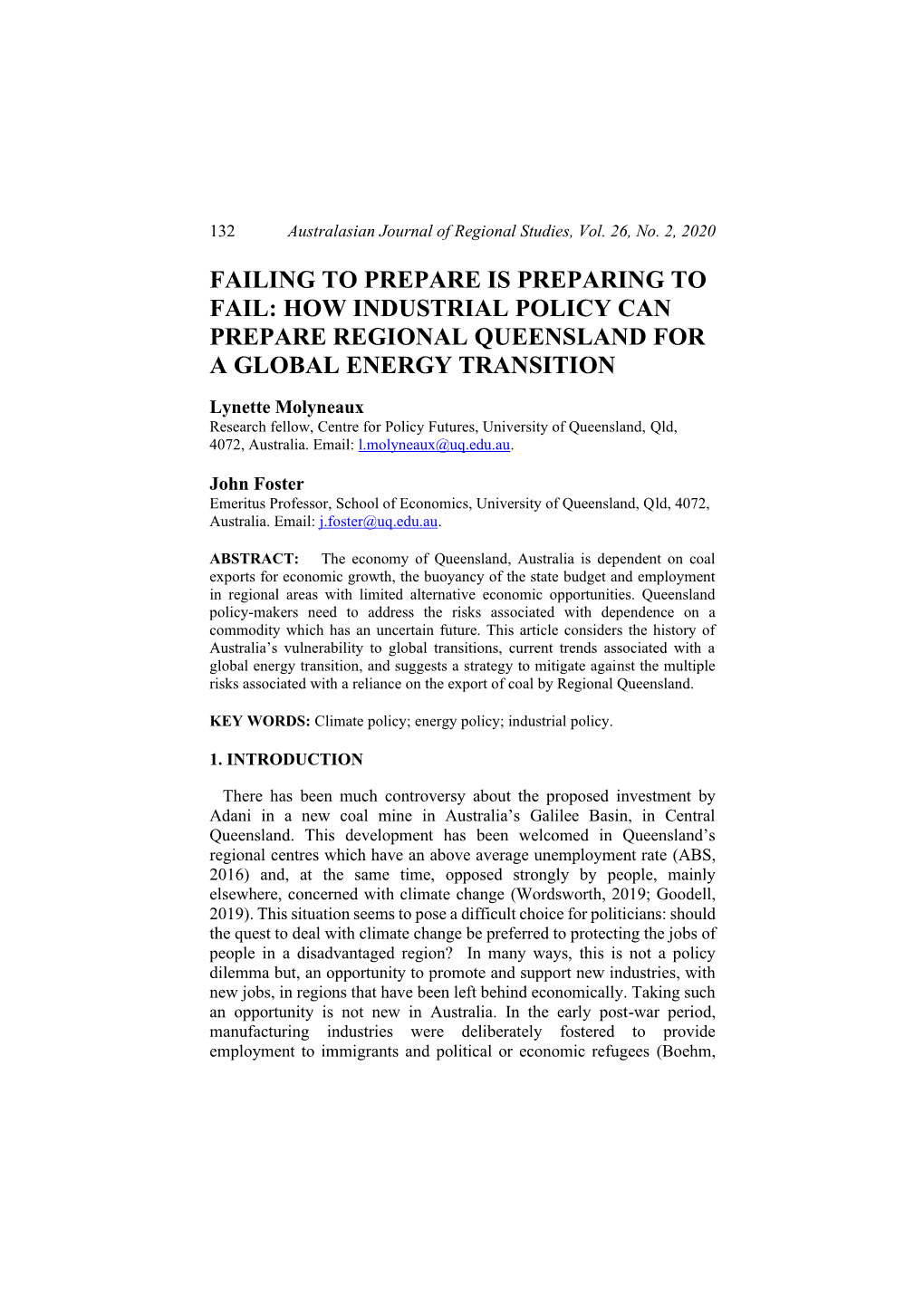 How Industrial Policy Can Prepare Regional Queensland for a Global Energy Transition