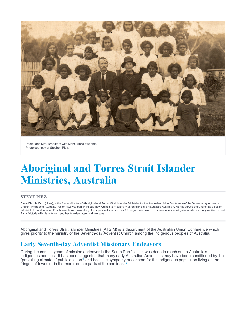 Aboriginal and Torres Strait Islander Ministries, Australia