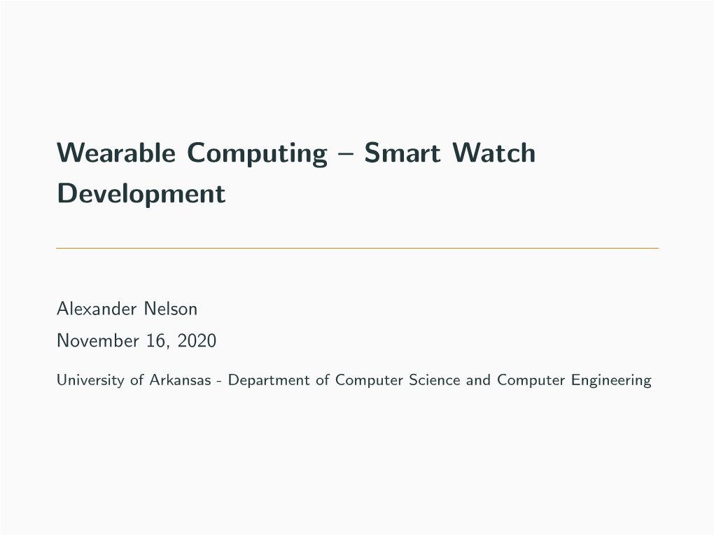 Smart Watch Development