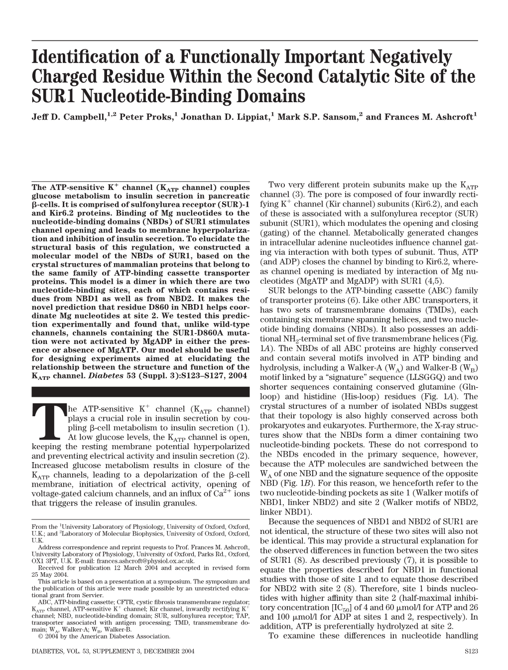 Identification of a Functionally Important Negatively Charged