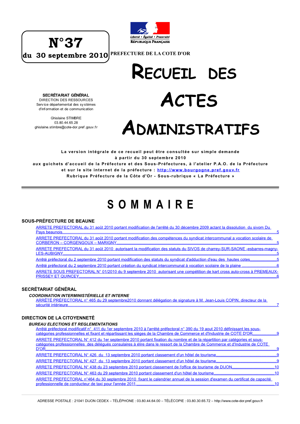 N°37 Recueil Des Administratifs