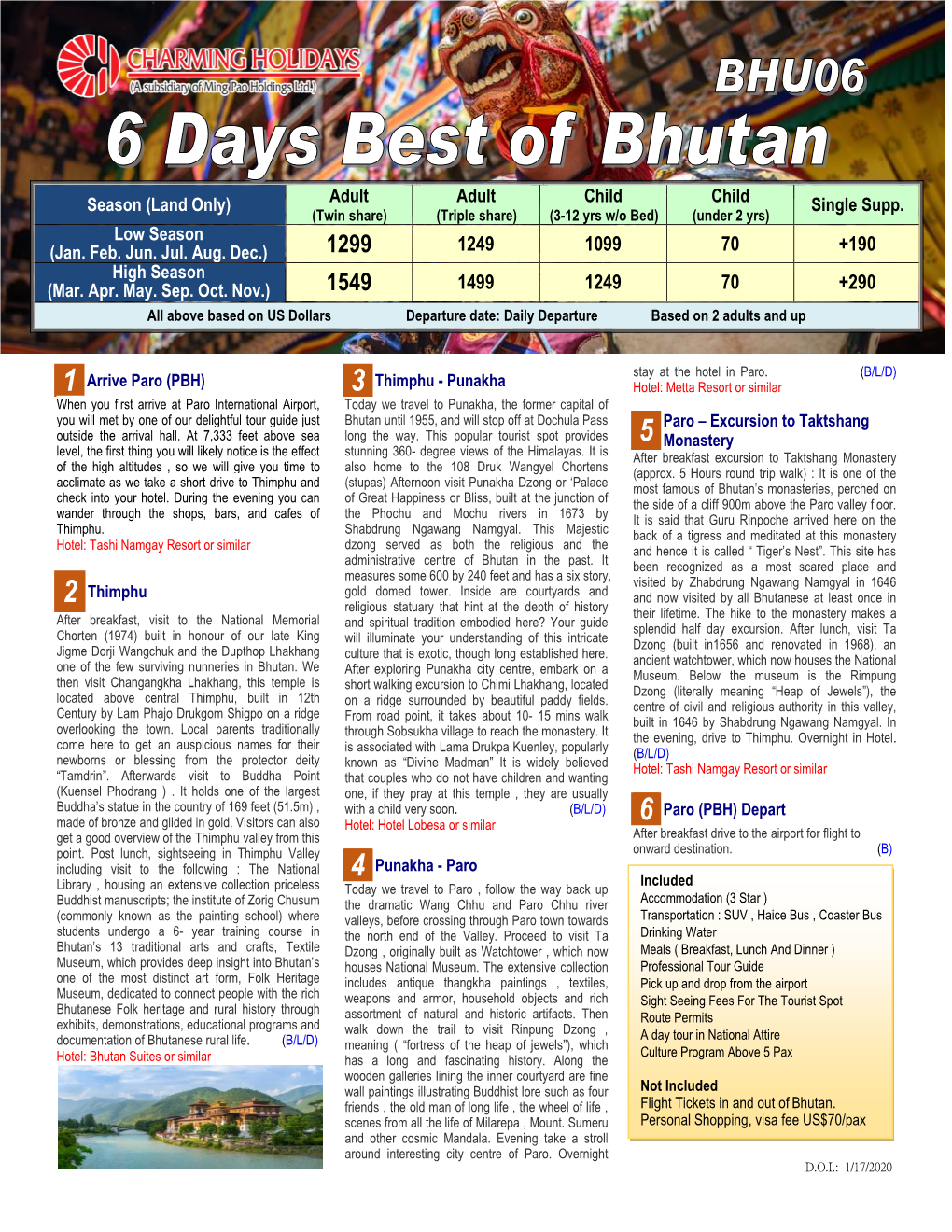 6 Days Best of Bhutan