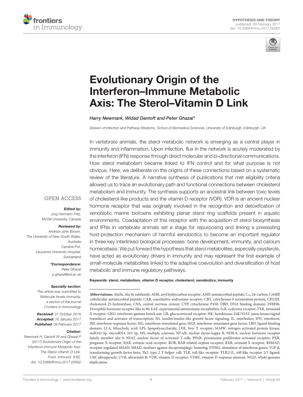 The Sterol–Vitamin D Link