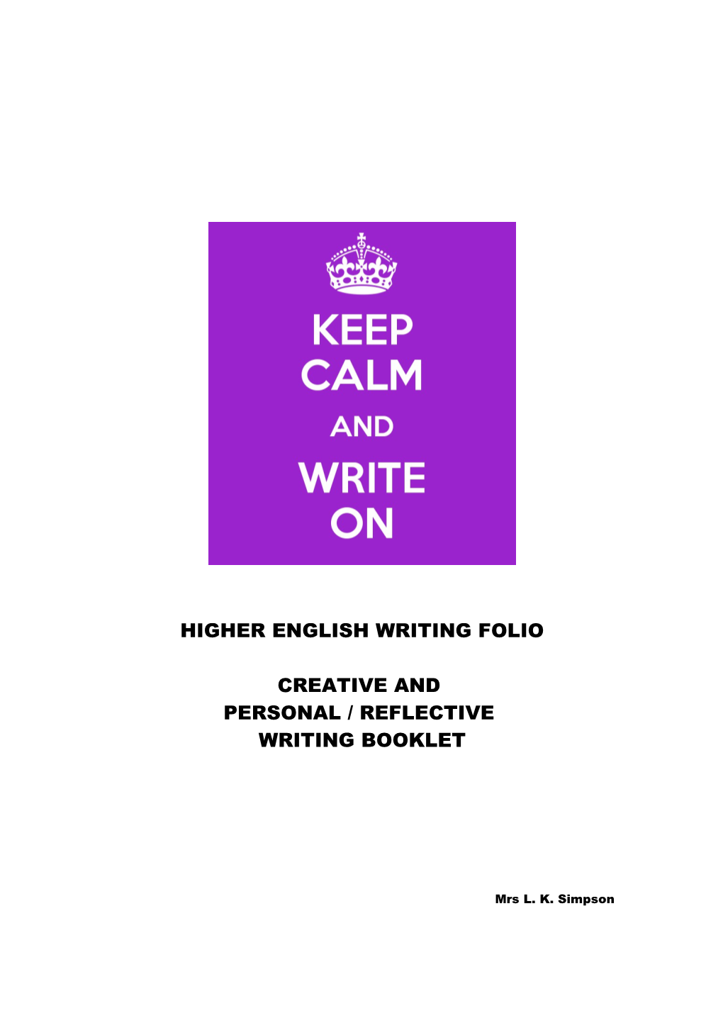 Higher English Writing Folio