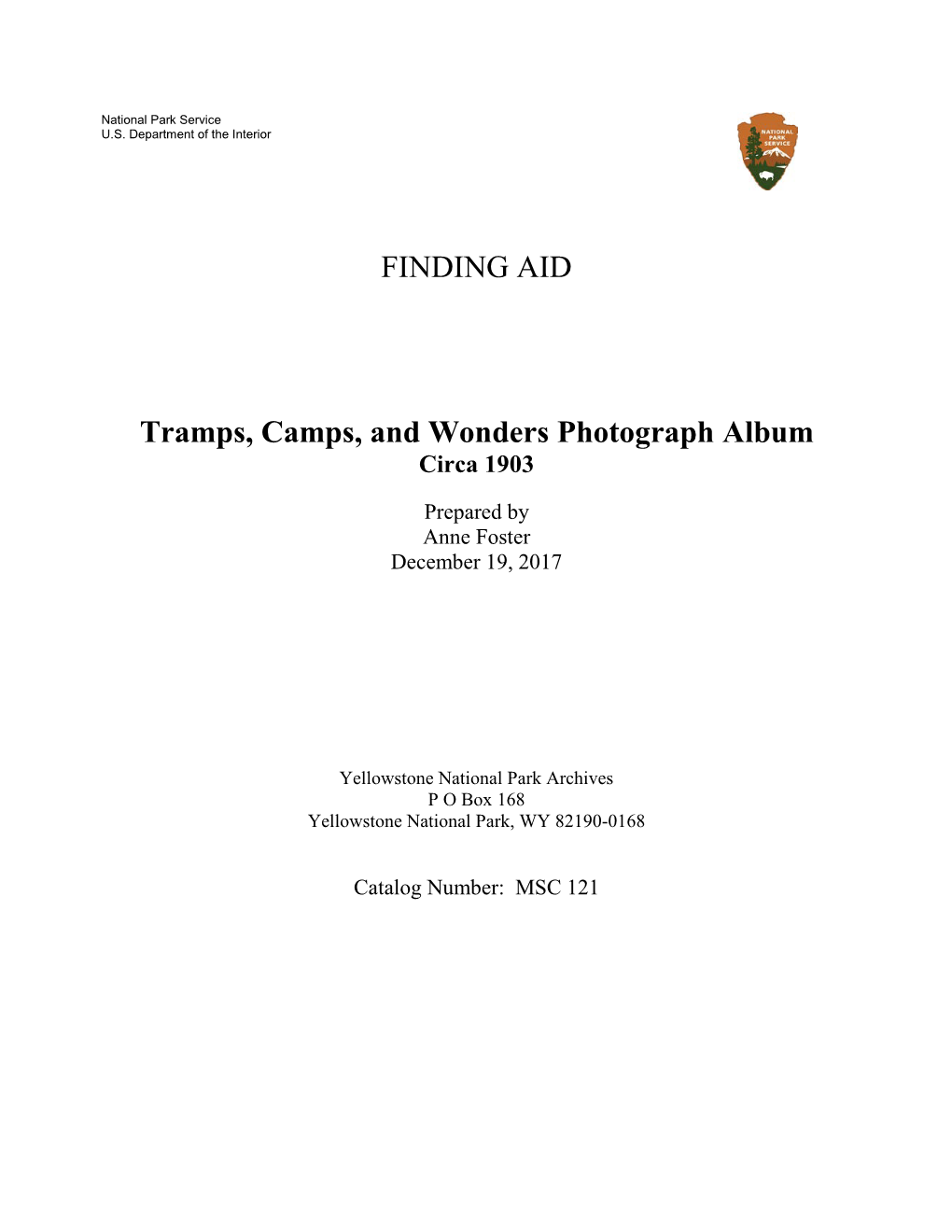 FINDING AID Tramps, Camps, and Wonders Photograph Album