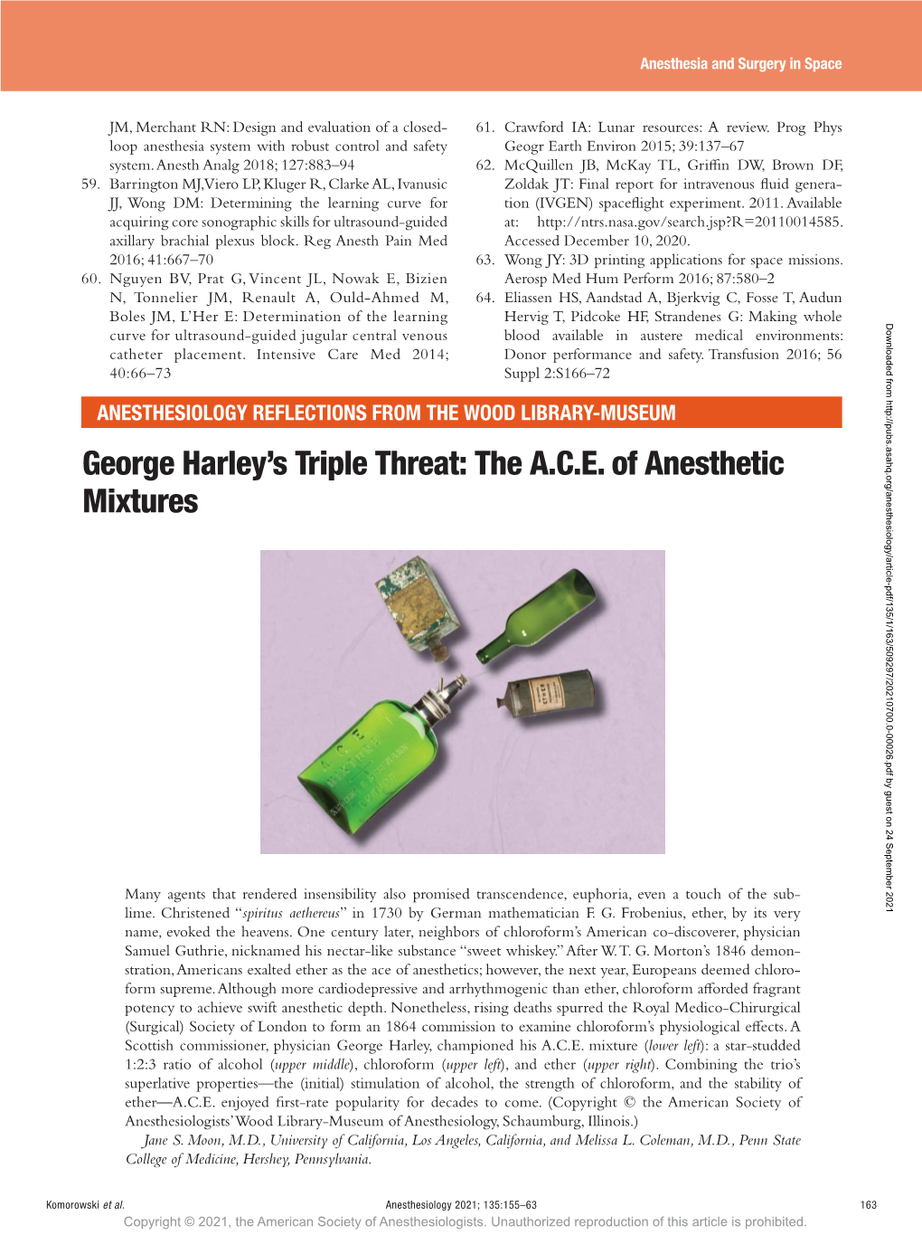 George Harley's Triple Threat: the A.C.E. of Anesthetic Mixtures