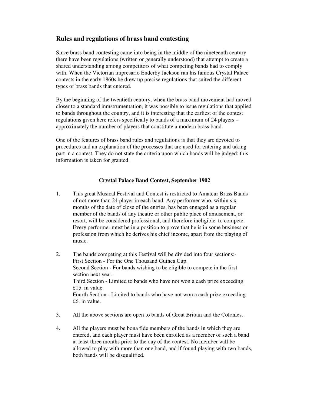 Rules and Regulations of Brass Band Contesting