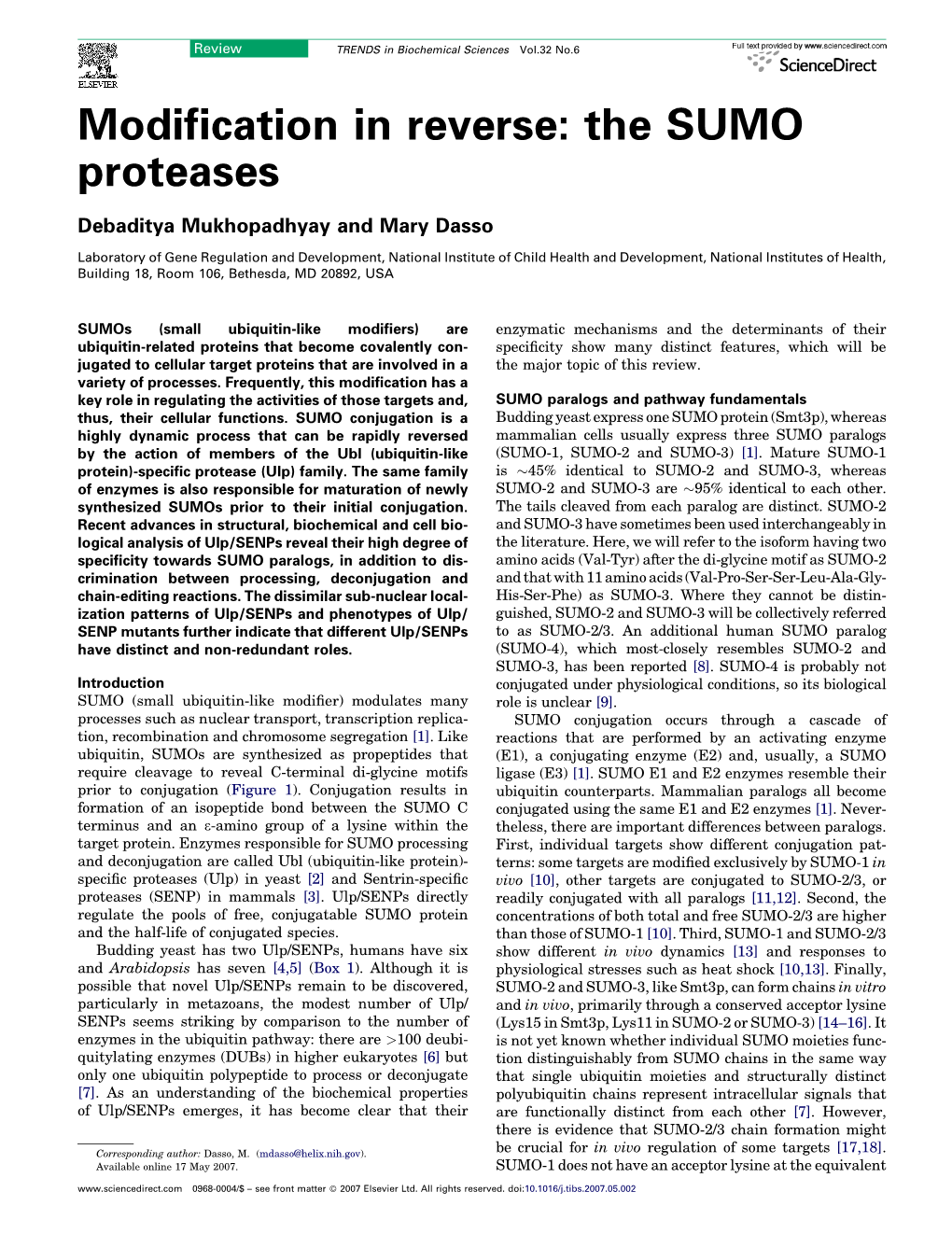 Modification in Reverse: the SUMO Proteases