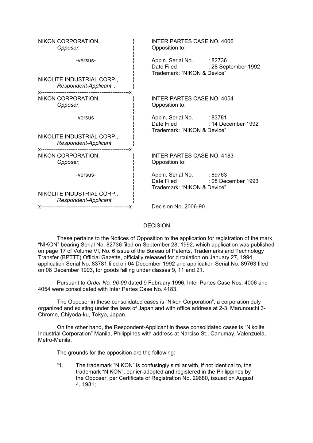 NIKON CORPORATION Vs. NIKOLITE