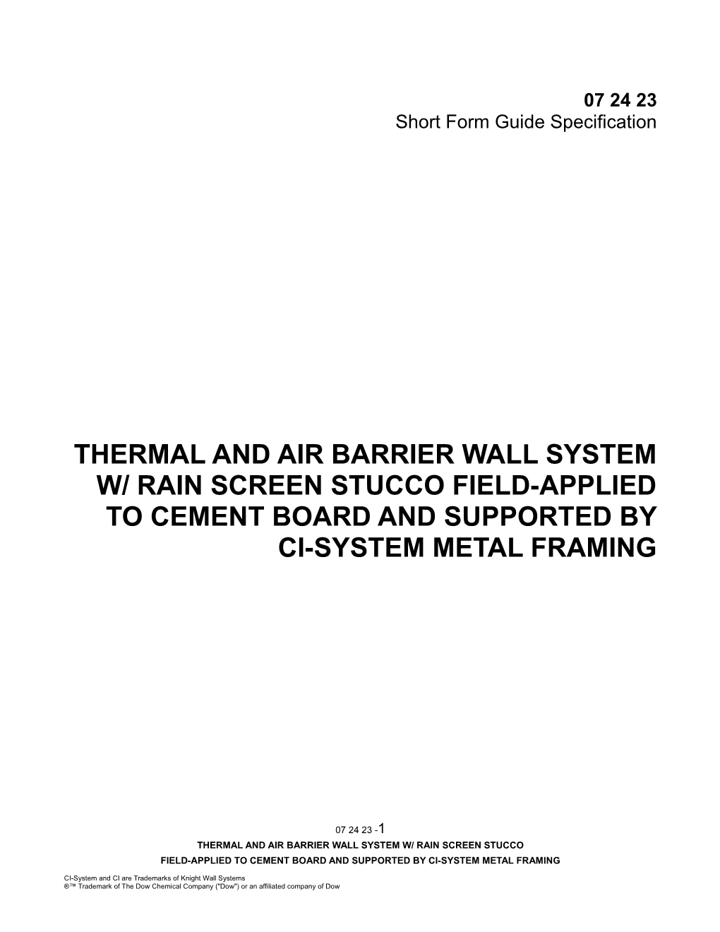 Short Form Guide Specification