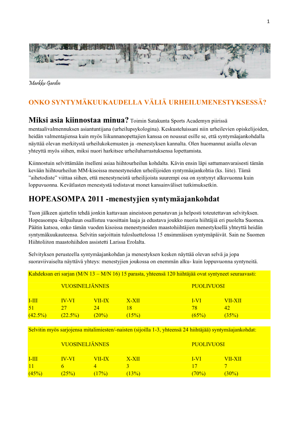 HOPEASOMPA 2011 -Menestyjien Syntymäajankohdat