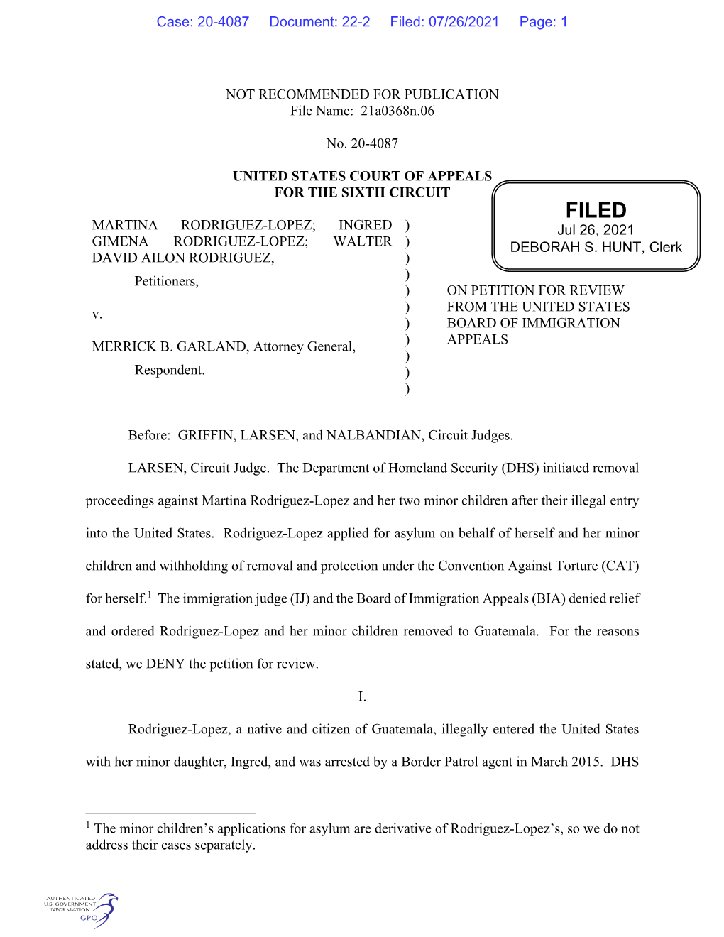 21A0368n.06 No. 20-4087 UNITED STATES COURT of APPEALS for the SIXTH CIRCUIT MARTINA