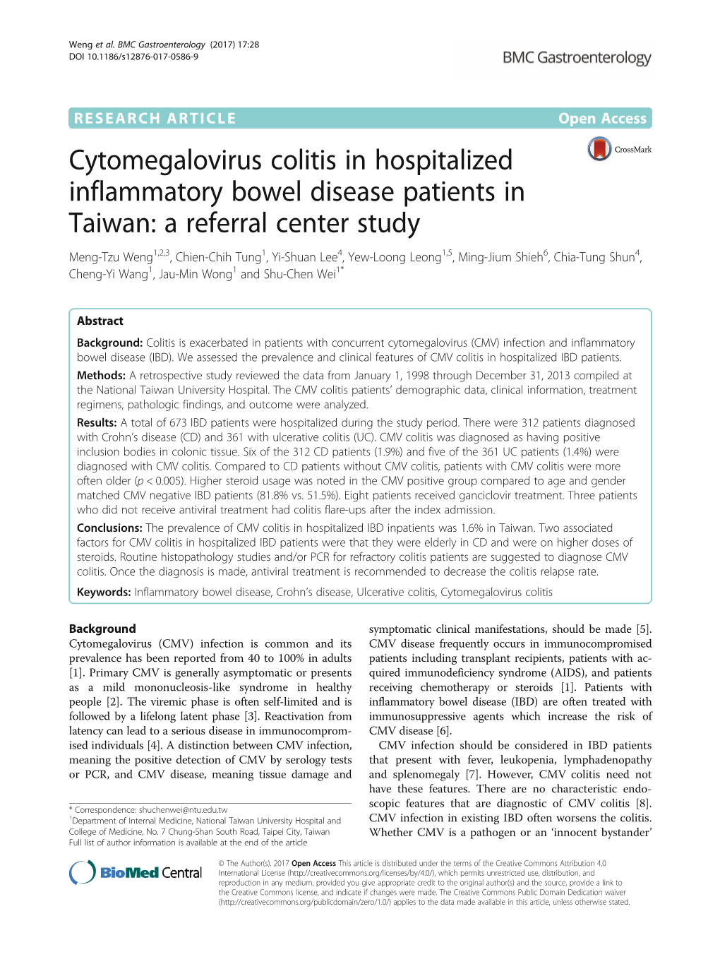 Cytomegalovirus Colitis in Hospitalized Inflammatory Bowel Disease