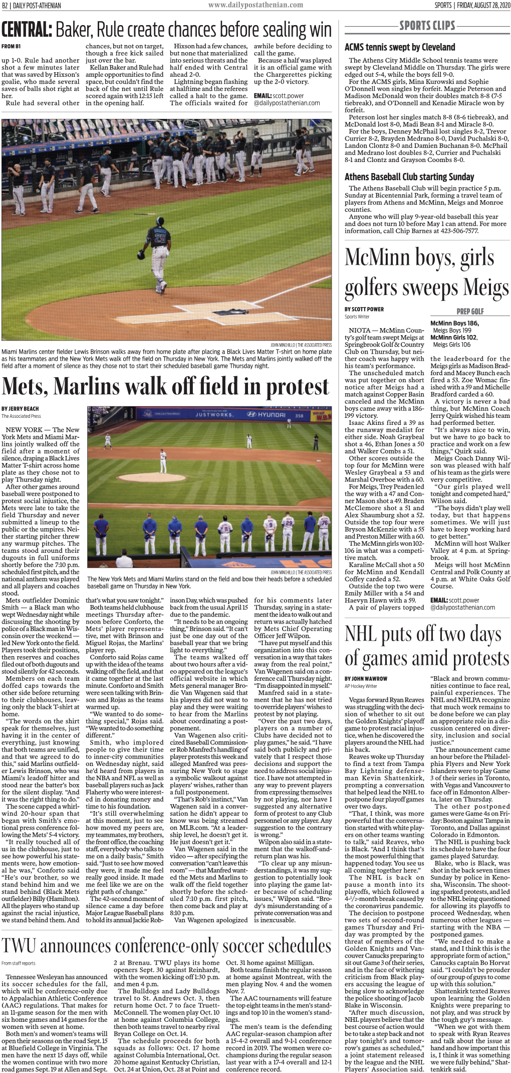 Mets, Marlins Walk O Eld in Protest