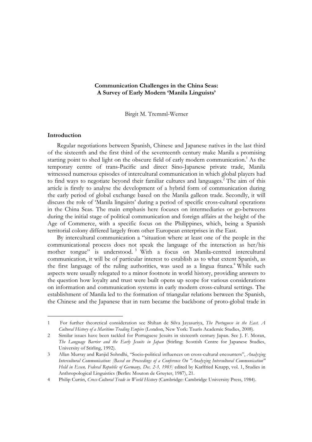 Communication Challenges in the China Seas: a Survey of Early Modern ‘Manila Linguists’