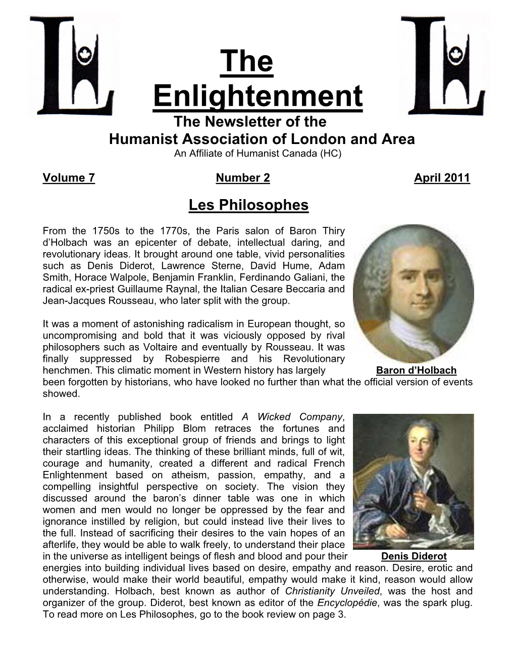 Enlightenment April 2011, the Newsletter of the Humanist