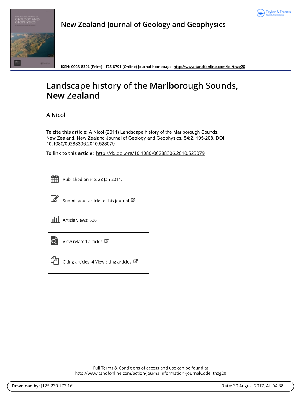 Landscape History of the Marlborough Sounds, New Zealand