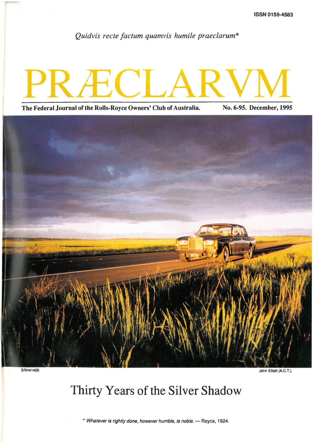 Prteclarvm the Federal Journal of the Rolls-Royce Owners’ Club of Australia