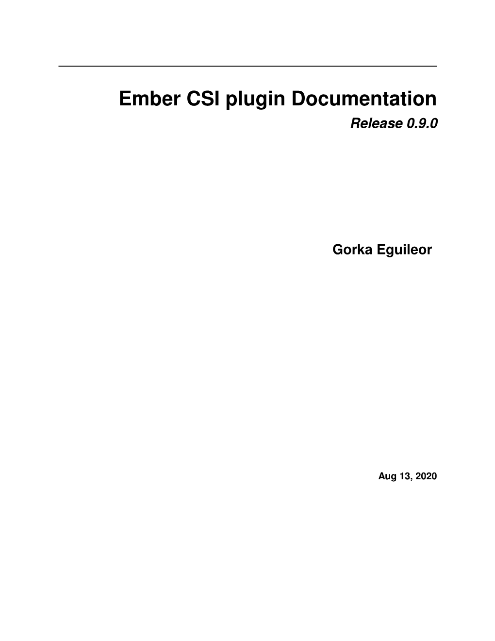 Ember CSI Plugin Documentation Release 0.9.0