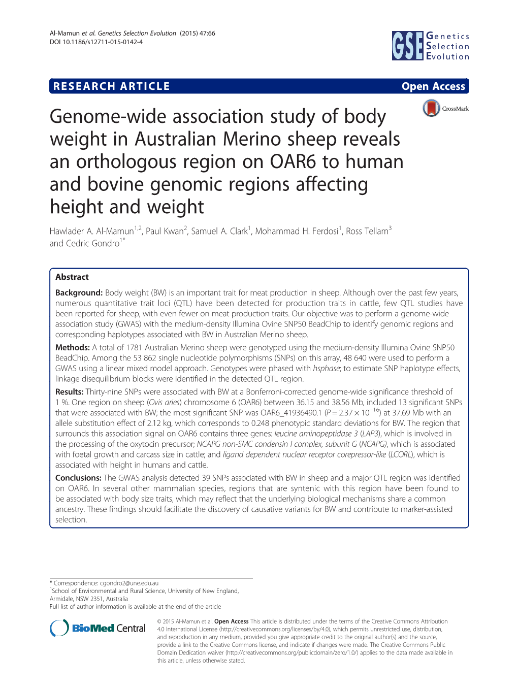 Genome-Wide Association Study of Body Weight In