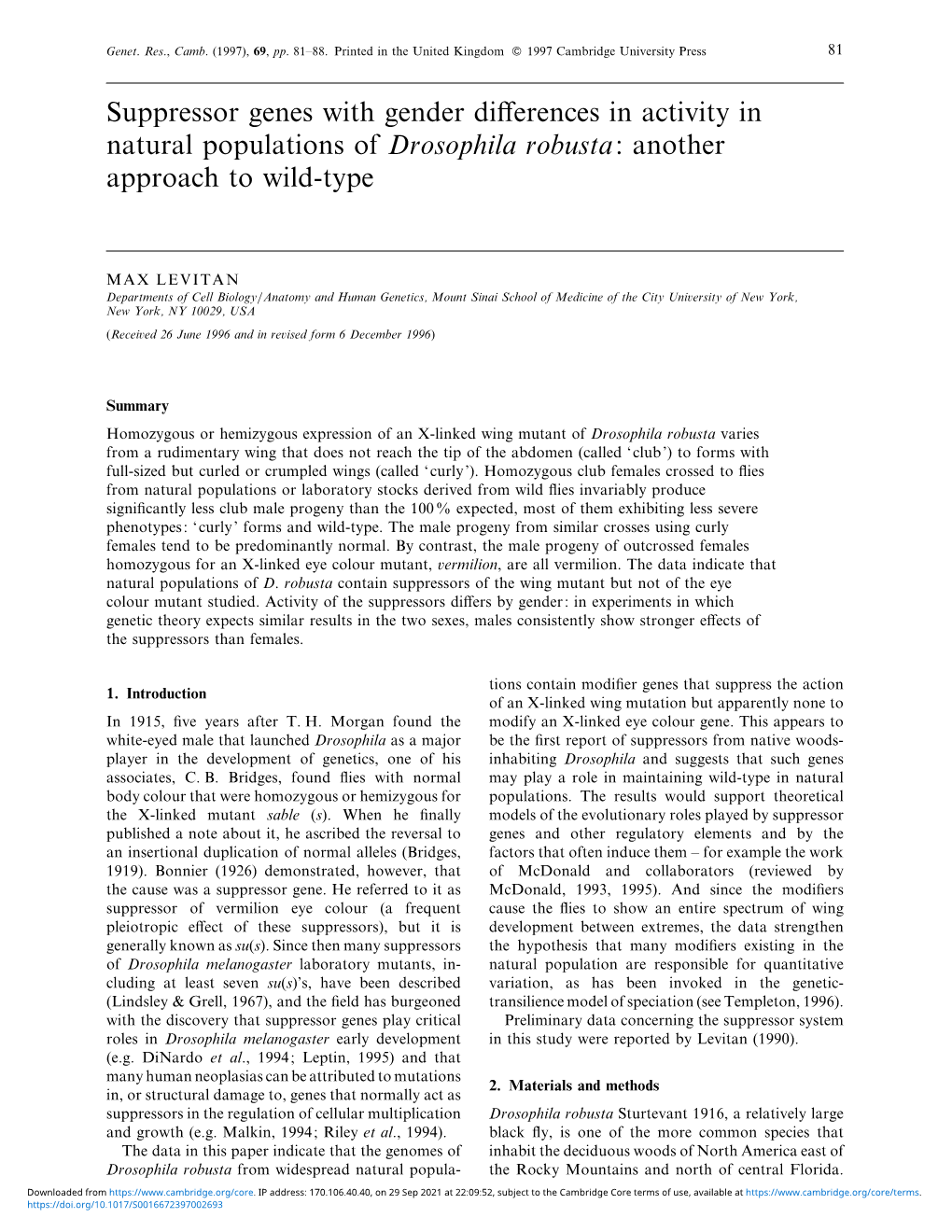 Suppressor Genes with Gender Differences in Activity in Natural