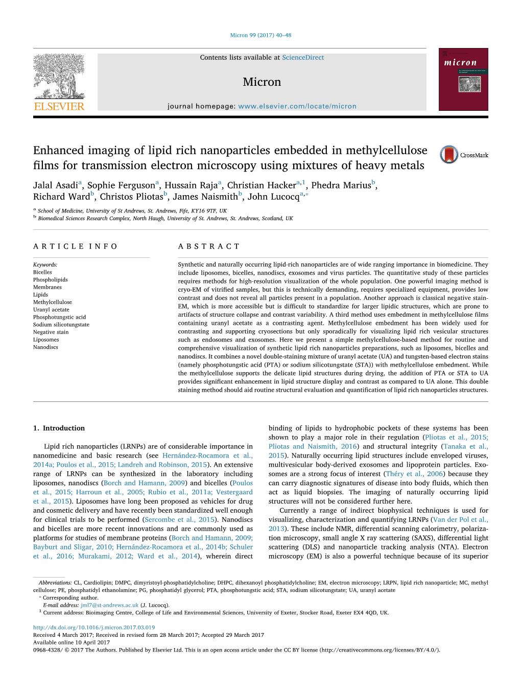 Enhanced Imaging of Lipid Rich Nanoparticles Embedded in Methylcellulose ﬁlms for Transmission Electron Microscopy Using Mixtures of Heavy Metals MARK