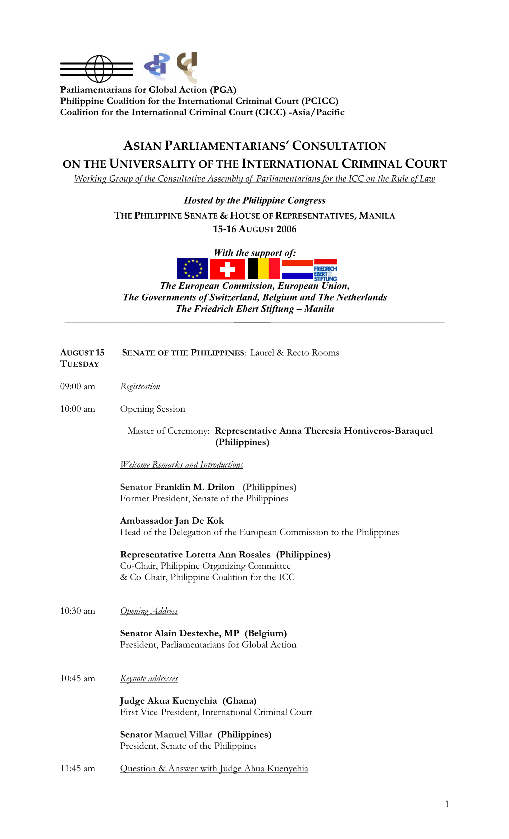Asian Parliamentarians' Consultation on the Universality of the International Criminal Court