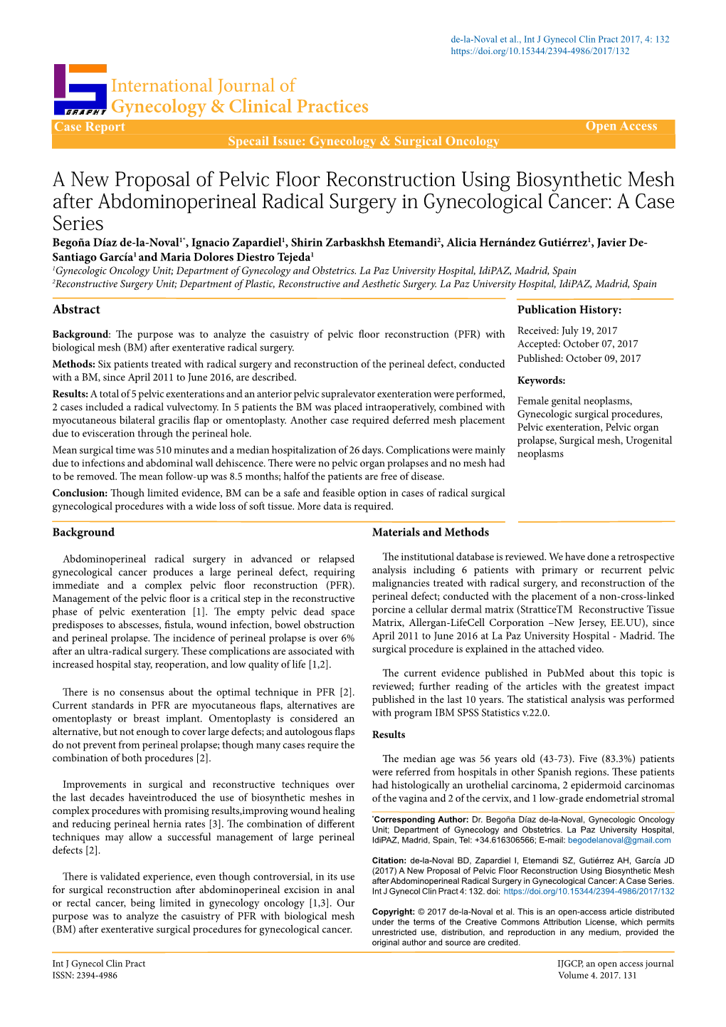 A New Proposal of Pelvic Floor Reconstruction Using Biosynthetic