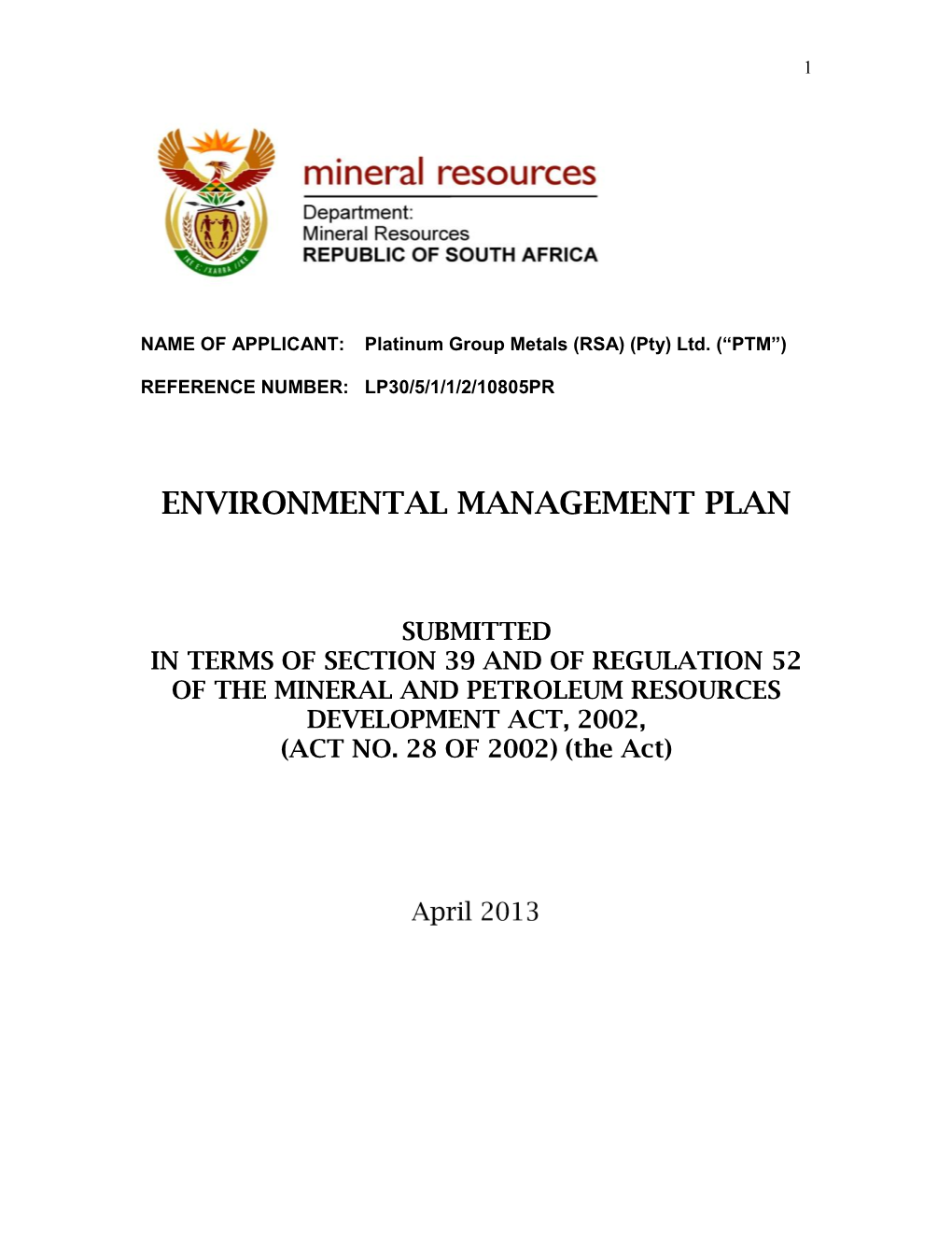 Environmental Management Plan