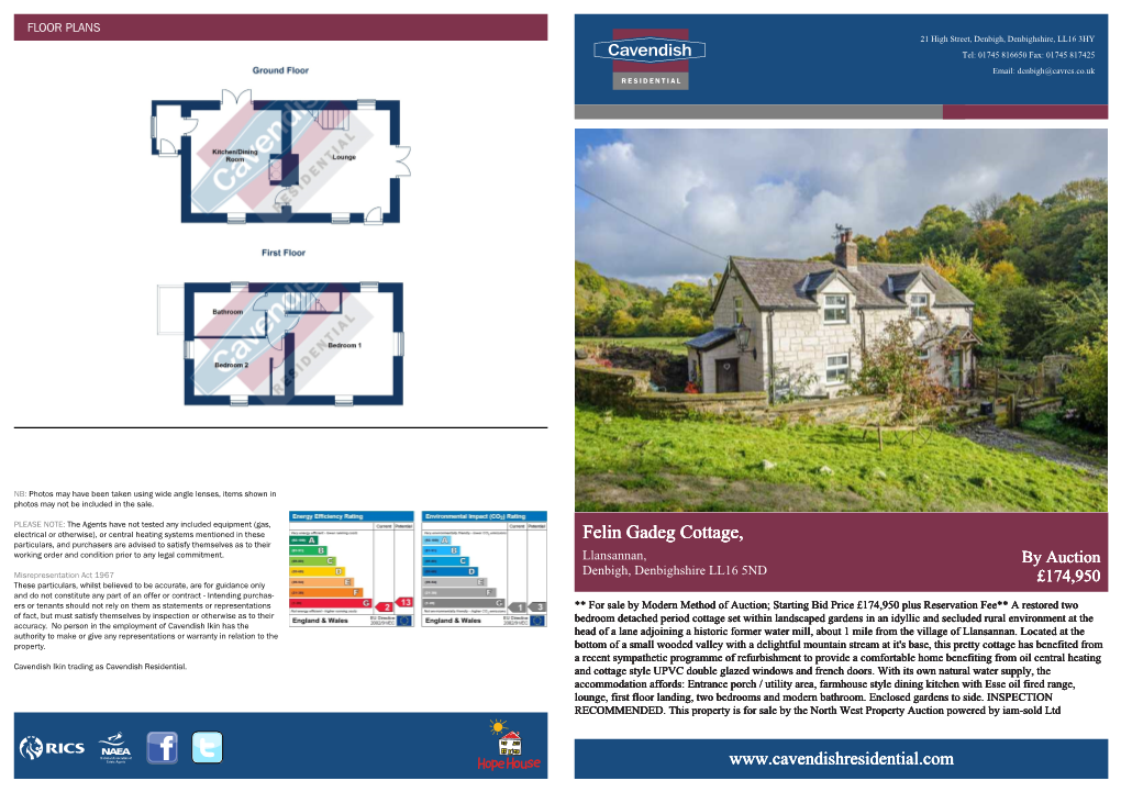 Felin Gadeg Cottage, Particulars, and Purchasers Are Advised to Satisfy Themselves As to Their Working Order and Condition Prior to Any Legal Commitment