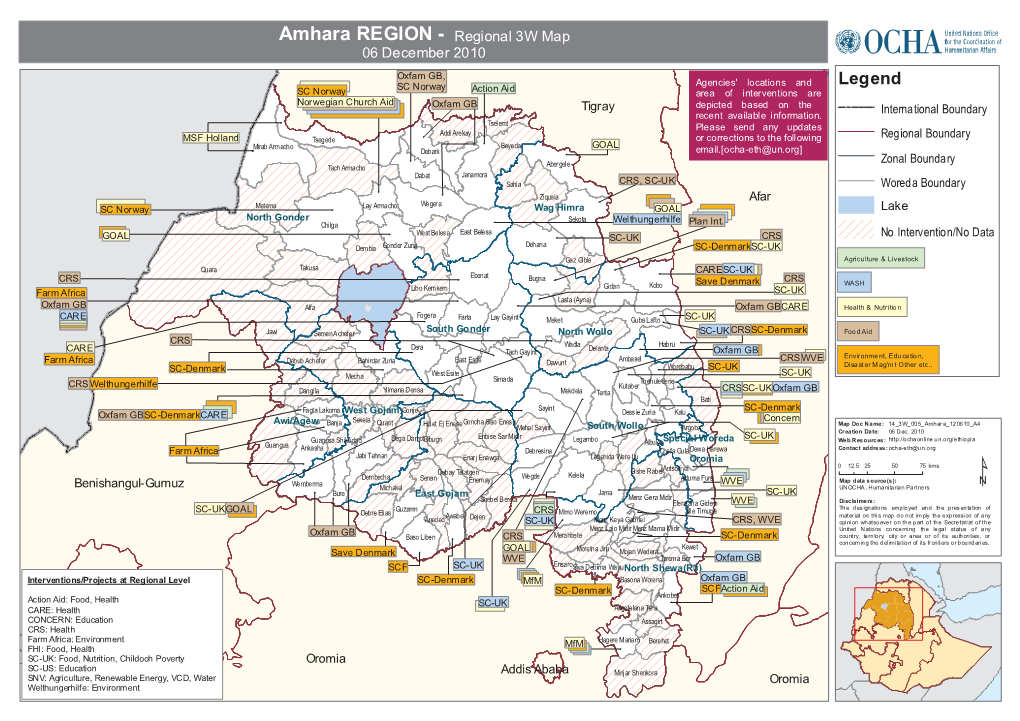 Amhara REGION - Regional 3W Map 06 December 2010